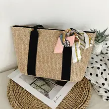 2019 Women Hand-Woven Rattan Bag Lady Straw Purse Wicker Shoulder Beach Bag Ladies Ribbons Women Summer  Hot Straw Handbag Gift
