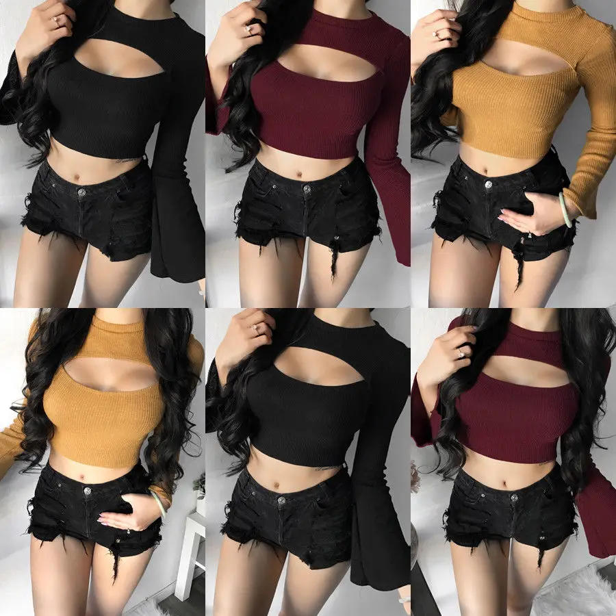 

HIRIGIN Fashion Womens Long Bell Sleeve Knitted sexy SweaterS Jumpers Tops