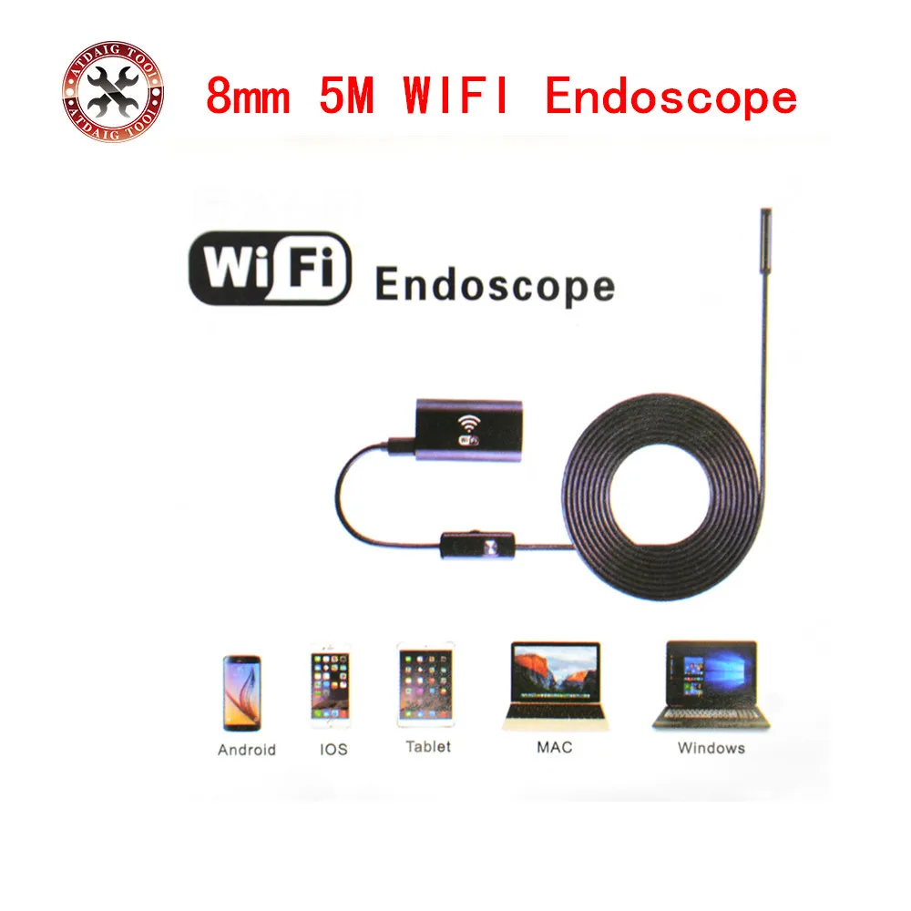 5m Wireless Wifi Endoscope 8mm Android Camera Borescope Hd 720p