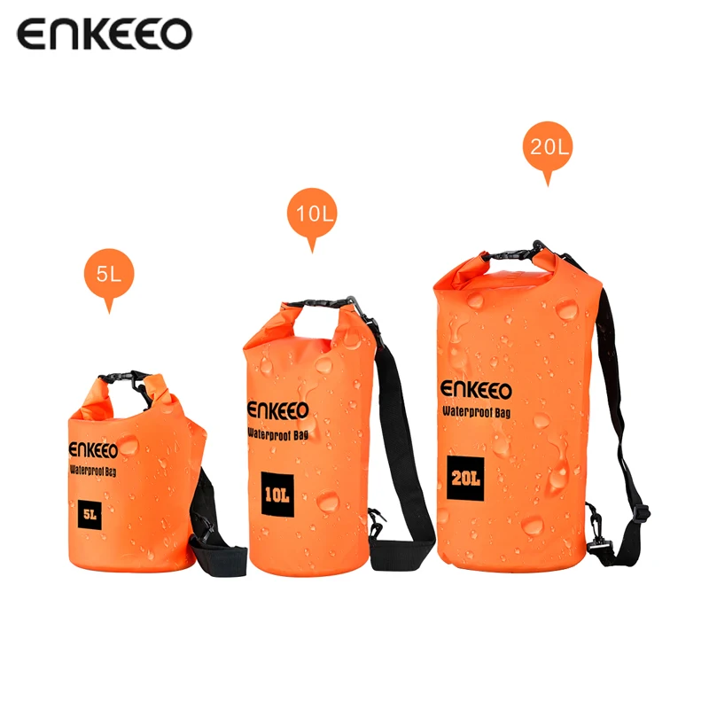 Enkeeo 500D PVC Water Bag Waterproof Dry Bag with Shoulder Strap for