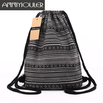 Annmouler Donne Zaini Grande Capacità Sacchetto di Spalla Della Boemia di Stile Tribale Coulisse Zaino 20 Colori di Cotone Daypack Hobo
