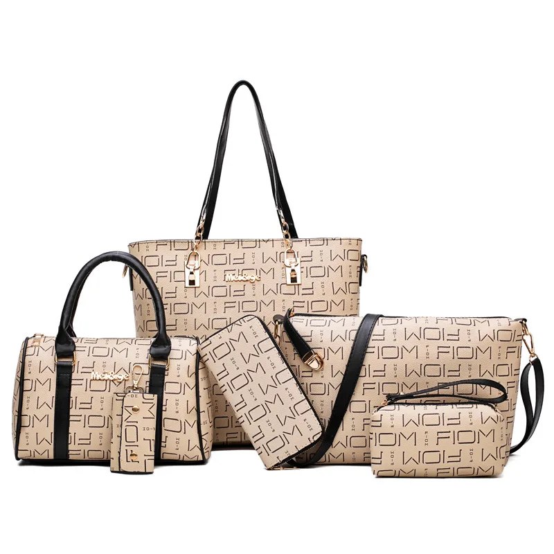 

High Quality 6 Sets Leather Women Handbags And Purse Fashion Composite Bags Ladies Messenger Bag For Women Satchel Purse
