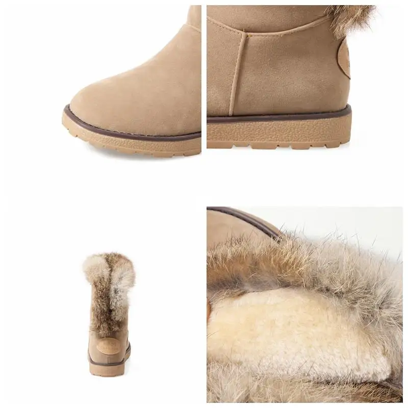 ASILETO snow boots real rabbit fur warm winter shoes ladies ankle boots for women footwear botas bottes feminina S845