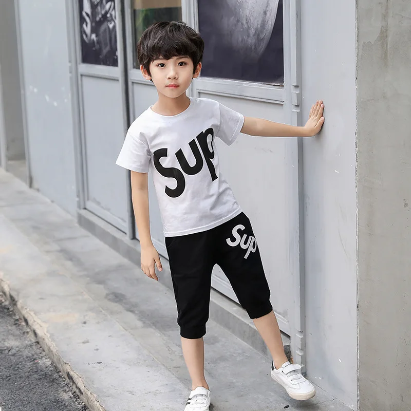 Boys Clothing Set Toddler Teens Boy Clothes Summer Casual Cotton Letter Print T-shirt Pants Kids Costume for Baby Child Outfits
