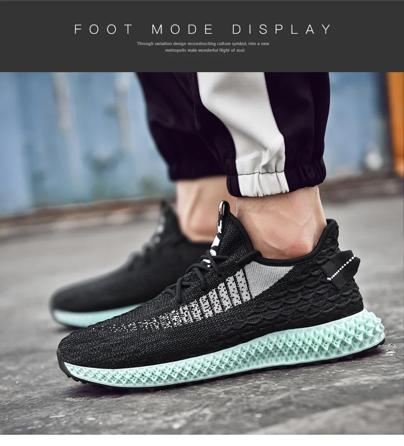 2019 Дизайн Новый 4D печать Flyknit мужские кроссовки дышащие на шнуровке уличные спортивные кроссовки для мужчин удобная мужская обувь