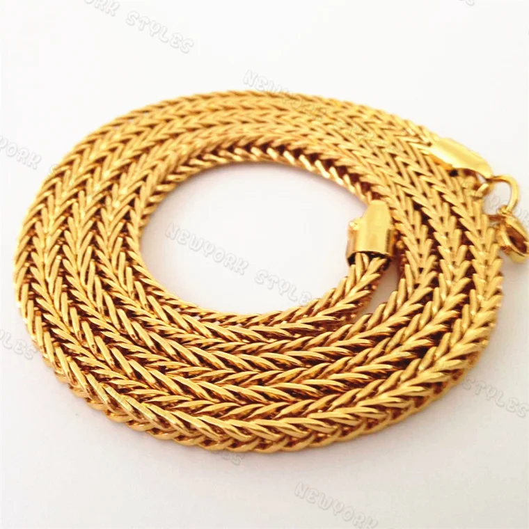 Mens 24K Gold Plated Stainless Steel 