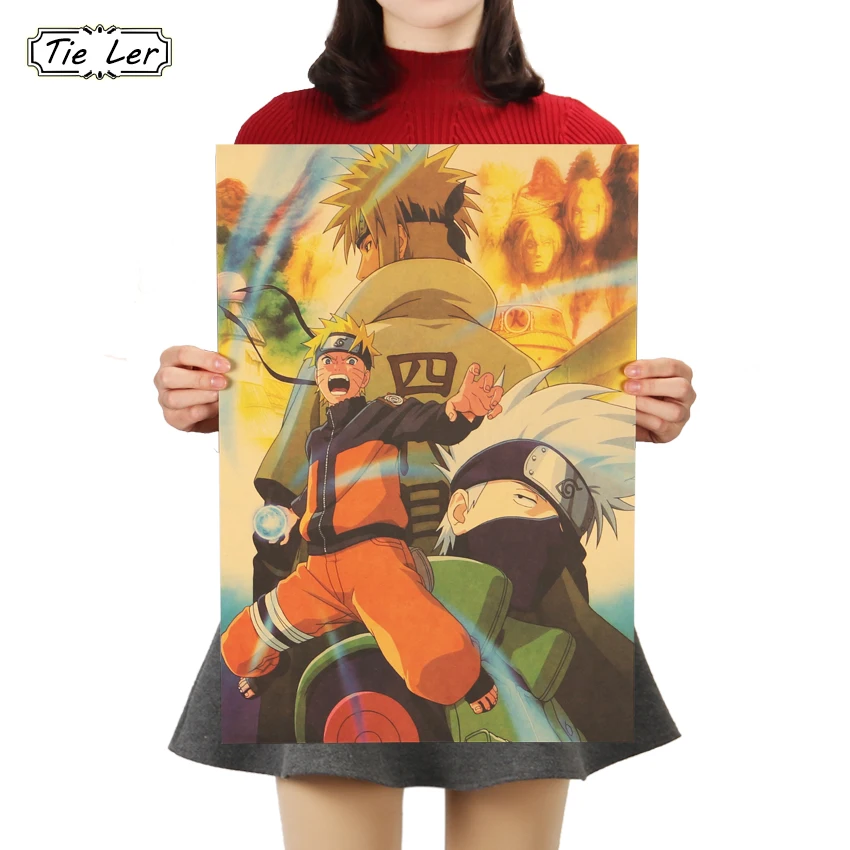 TIE LER Ninja-Póster para Bar estilo Uzumaki B, dibujos animados japoneses clásicos, papel Kraft, póster para Bar Retro, cartel de pintura decorativa, 51.5x36cm