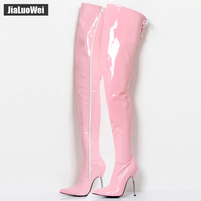 Women Folding Over The Knee Boots High Heel Pointed Toe Big Size