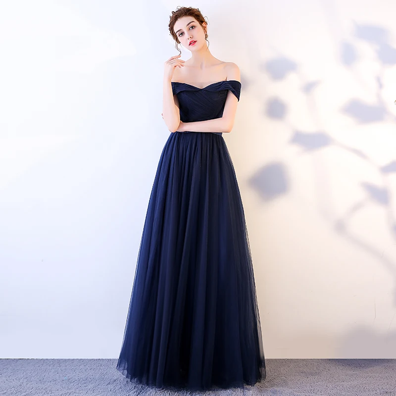 Beauty Emily Royal Blue Elegant Lace Up Long Evening Dresses 2019 Long Formal Party Prom Women Dresses A line Party 