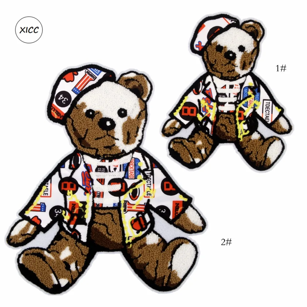 XICC пара большого размера полотенце с мультипликационным принтом вышивка кукольный медведь нашивки буквы животные Швейные Наклейки Аппликации для детской одежды DIY