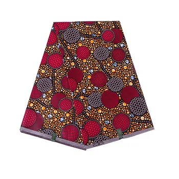 

Circle Printed African Batik Fabric For Women Dress Headwear 2019 High quality Real Wax Cloth Fabric 6Yards