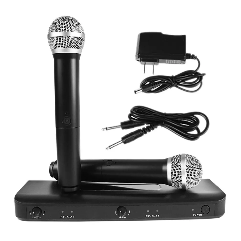 

V306 Wireless Microphone KTV Karaoke Microphone Dual Channel Mic Transmitter System TV Computer Speaker Amplifier
