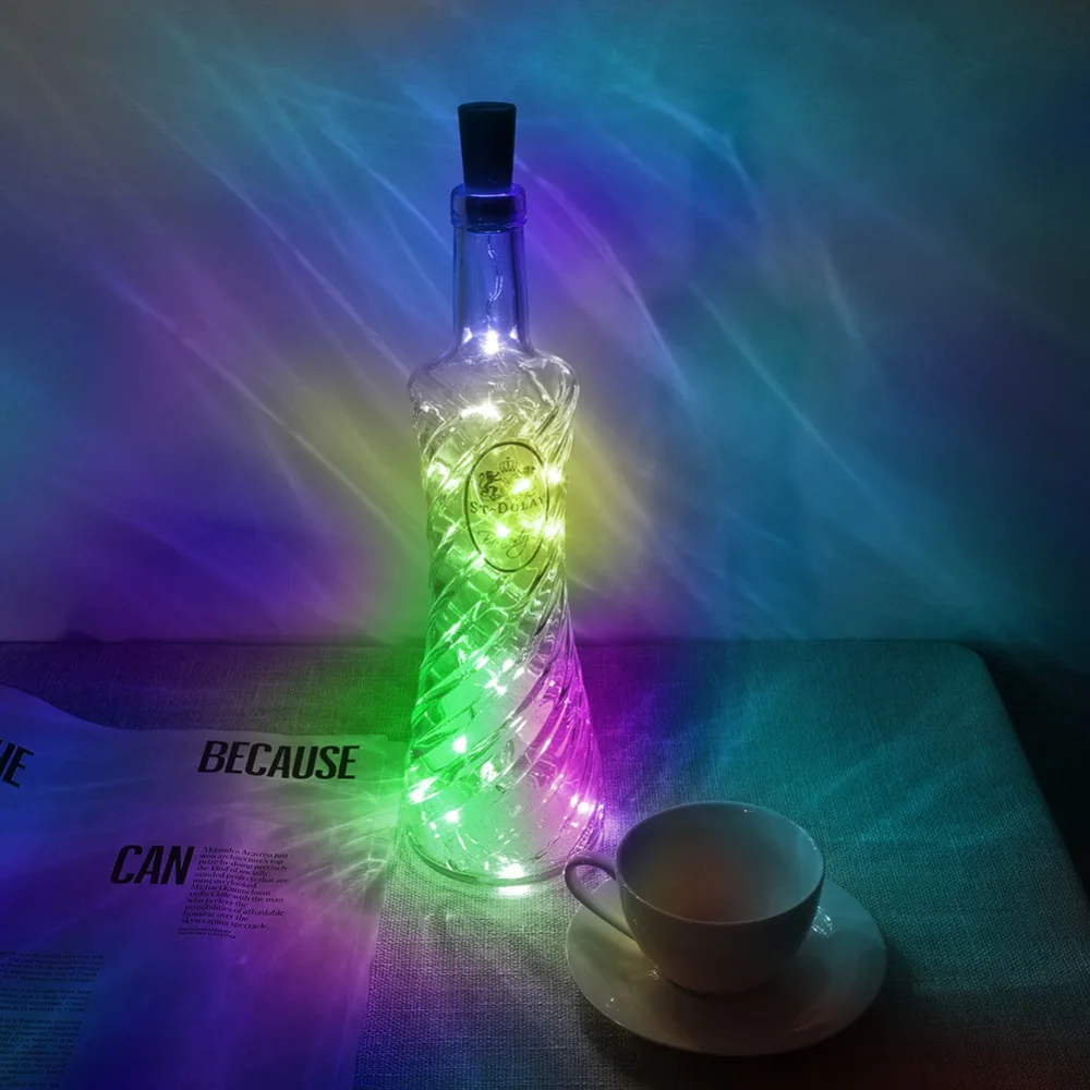 

Navidad 2m Battery Operated Copper Wire Wine Bottle Cork Shaped 15LED Fairy String Light Christmas Decoration for Home