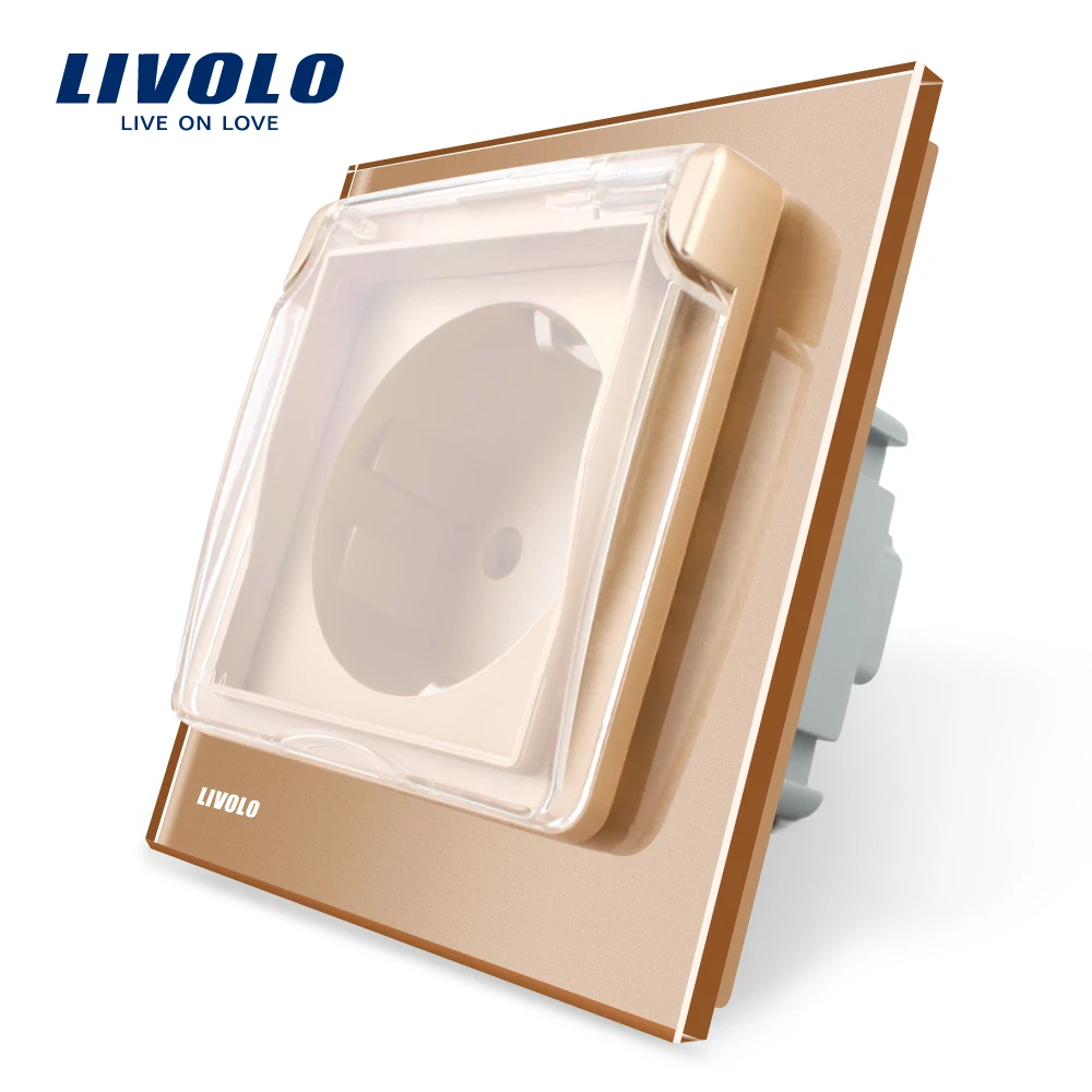 Livolo ЕС стандартный мощность разъем, белый стекло панель, AC 110~ 250 В 16A стены разъем с Водостойкая крышка C7C1EUWF-11