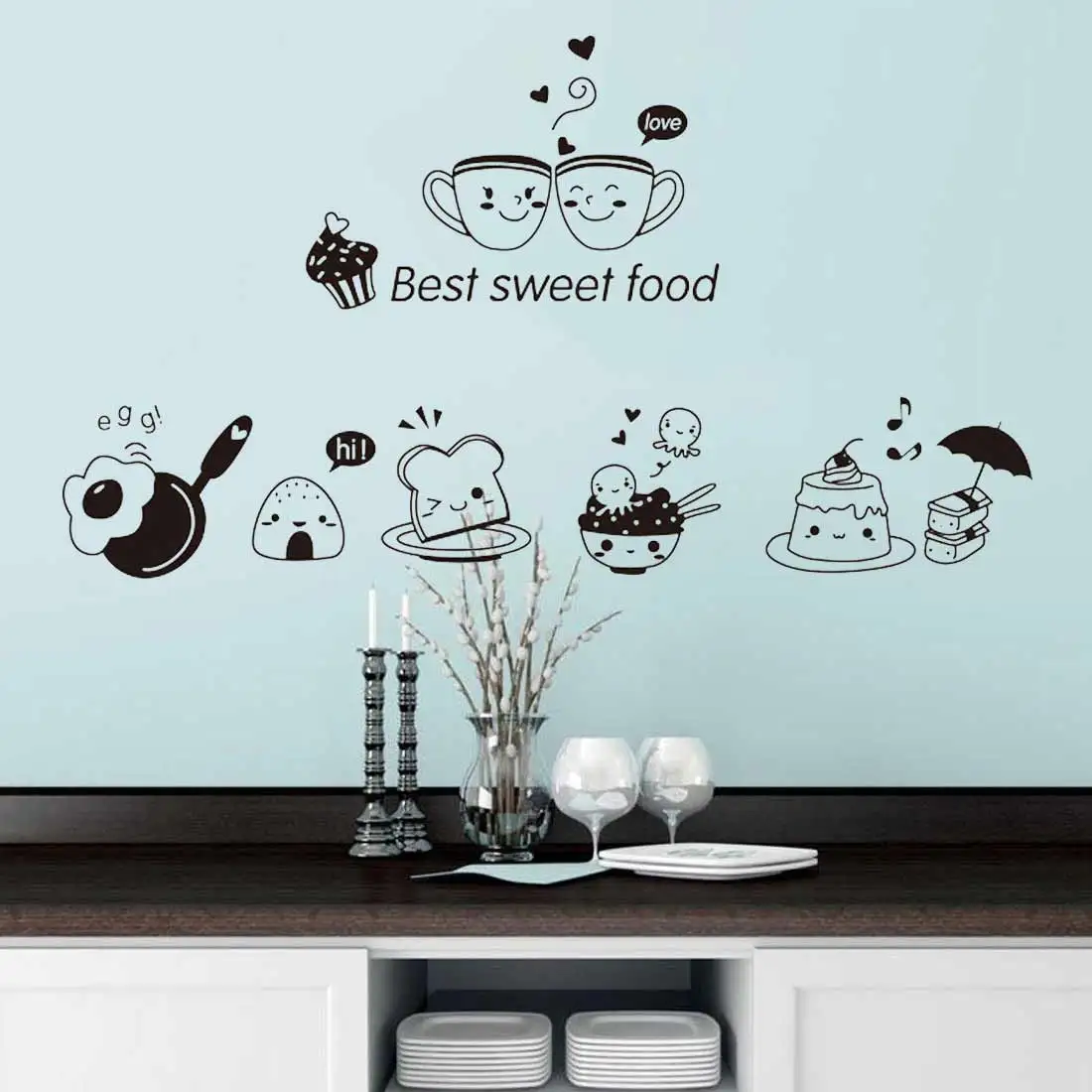 Cuisine Coffee Vinyl Stickers Kitchen Wall Sticker poster house Decoration Accessories Mural Decor Wallpaper Wall Stickers