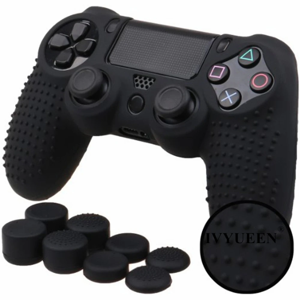 IVYUEEN 9 в 1 с шипами для ухода за кожей кожи Dualshock 4 PS4 Pro тонкий защитный чехол-Обложка с 8 рукоятка пальца шапки для Игровые приставки 4 - Цвет: A