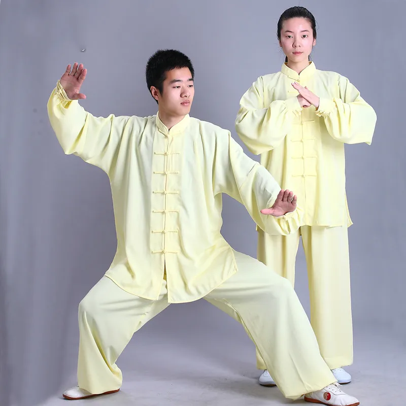 Традиционная китайская одежда унисекс 14 цветов с длинными рукавами ушу тайчи форма для кунгфу костюм униформа Тай Чи одежда для тренировок