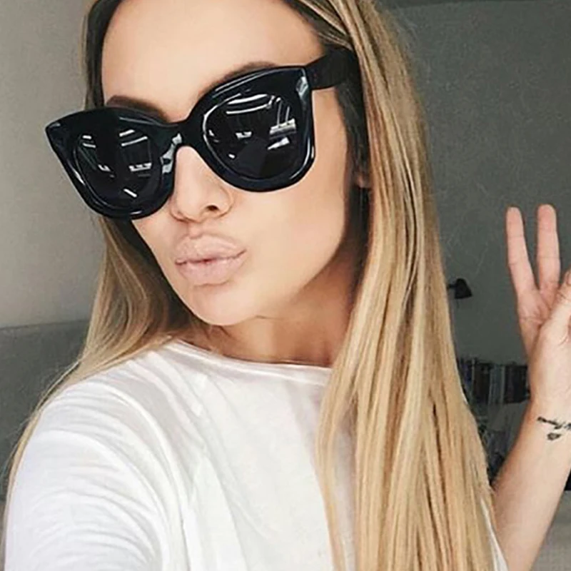 XONIX 2018 Fashion Cat Eye Sunglasses Women Brand Design Round Vintage Gradient Cat Eye Sun Glasses Rivet Shades UV400 Oculos
