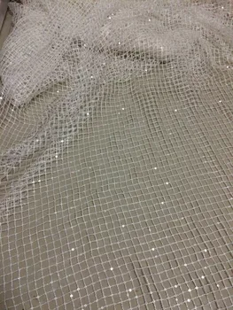 

Nigerian french net Lace yaking-92858 Embroidered Cord Lace Fabric with full beads for bridal dress