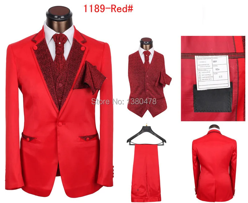 custom suit!!2016 New Men's Red suit Gentleman dress Suits wedding