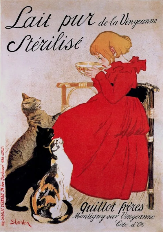 

Vintage Steinlen Cat Illustration Retro Poster Canvas Painting DIY Wall Paper Posters Home Decor Gift
