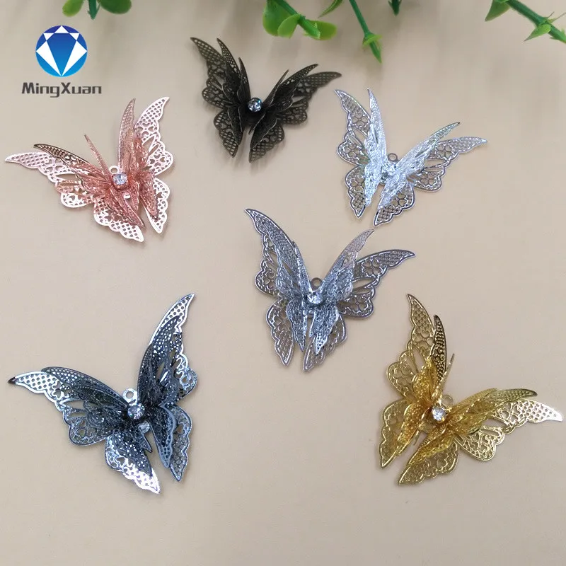 

MINGXUAN 5pcs 35x45mm Three Layer Butterfly Charm Necklaces Pendant for Bracelet Necklace Jewelry Accessorie Making Handmade DIY