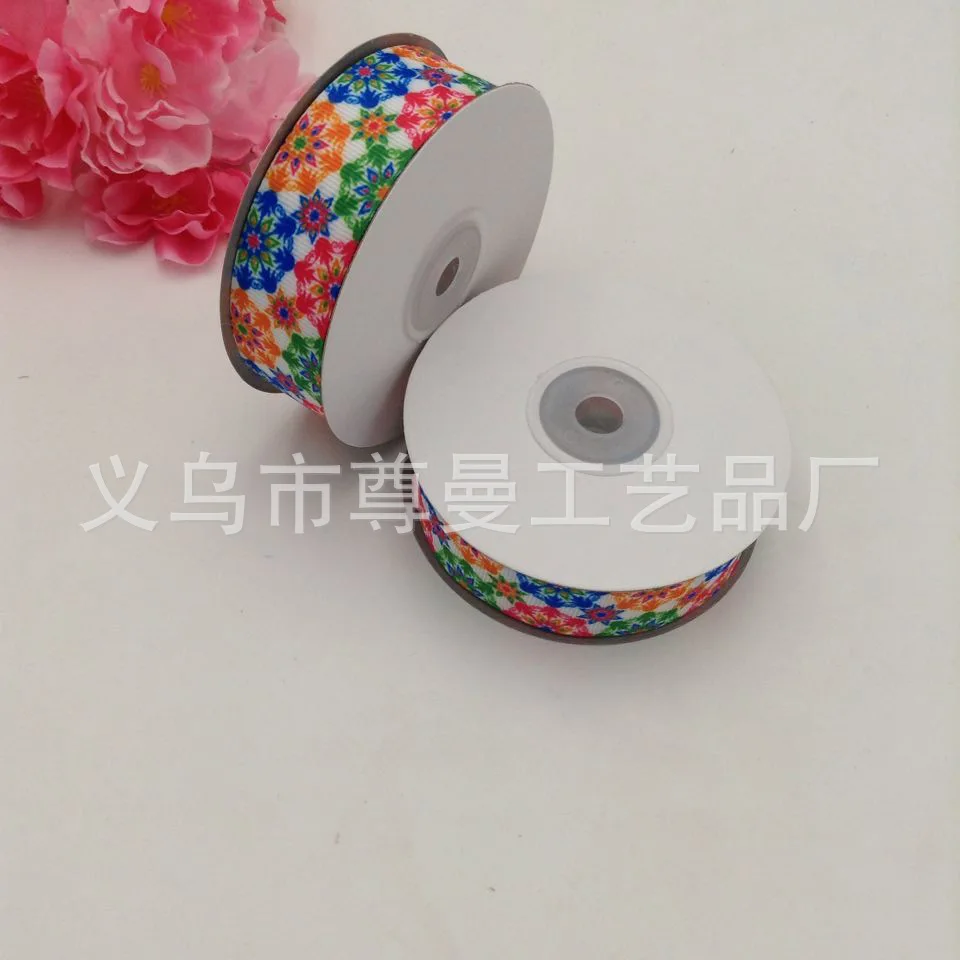 

New Ribbon Satin Bandwidth 2.5cm DIY Digital Printing Clothing Gift Box Accessories Decorative Global Pattern Series Ribbon