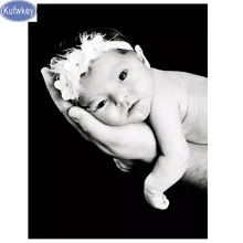 Kufwkey Ангел детская Алмазная картина Полная площадь, мозаичные Стразы живопись, пользовательские фото Алмазная Вышивка Полный дисплей, наклейка