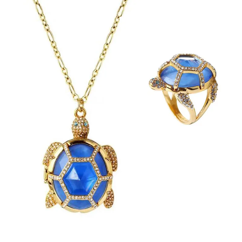 

CSxjd Luxury fashion necklace High Quality Copper blue gem can be opened tortoise long necklace long necklace