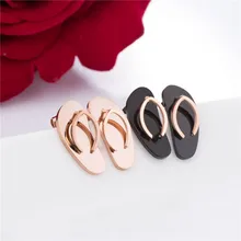Новые серьги в форме шлепанцев из титановой стали для женщин, модные Вьетнамки розового и золотого цвета, стерео серьги, Boucles D'oreilles RN01229