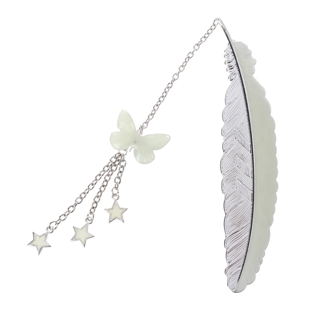 Светящиеся книжные закладки ретро из чистой меди флуоресцентные перья посеребренные закладки светящиеся бабочки Стрекоза маленькие декоративные