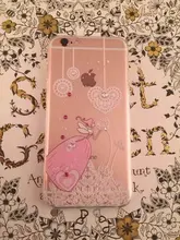 Flexible Girl Painted Rhinestone TPU Case For Iphone6 6s 6plus Slim Crystal Back Protect Skin Phone