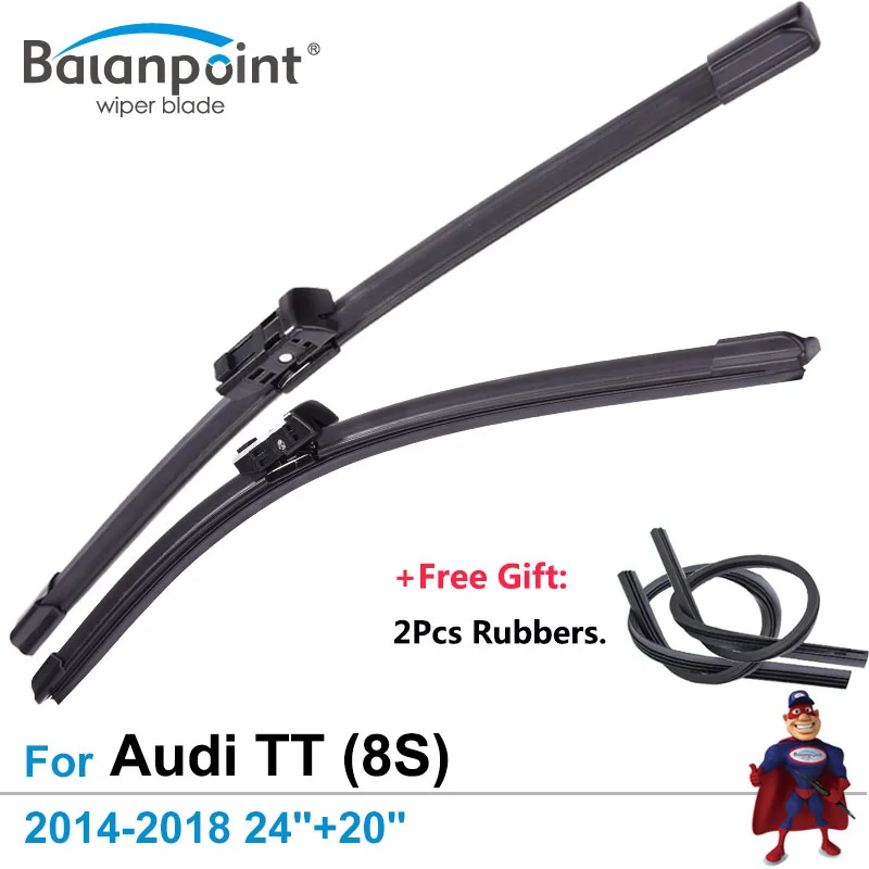 2Pcs Wiper Blades + 2Pcs Free Rubbers for Audi TT (8S) 2014 2019 24"+20", Top Rated Windshield