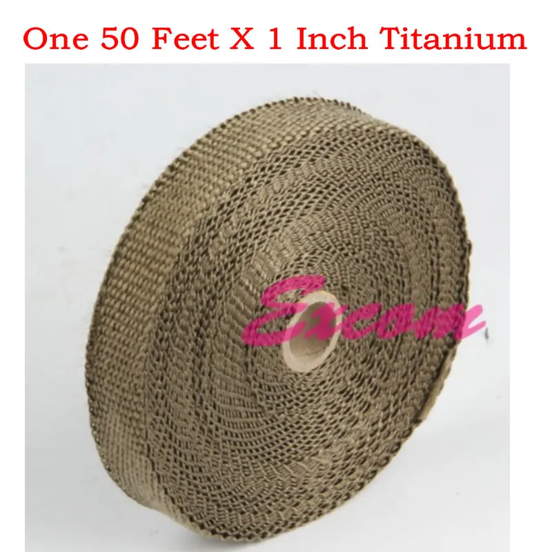 50 Feet * 1 Inch Titanium Exhaust Header Wrap Thermal Wrap with White 8