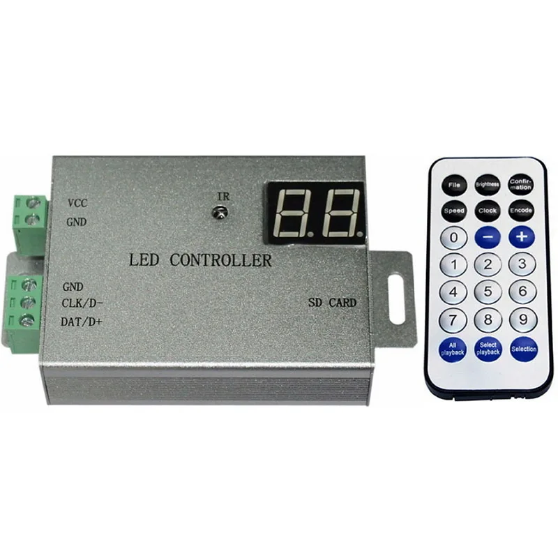 

led full color controller,1 port control 4096 pixels,programmable,remote control,support WS2811,WS2812,APA102,DMX512,etc.