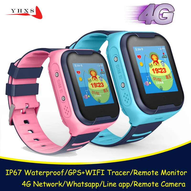  IP67 Waterproof Smart 4G Remote Camera GPS WI-FI Kids Children Students Wristwatch SOS Video Call M