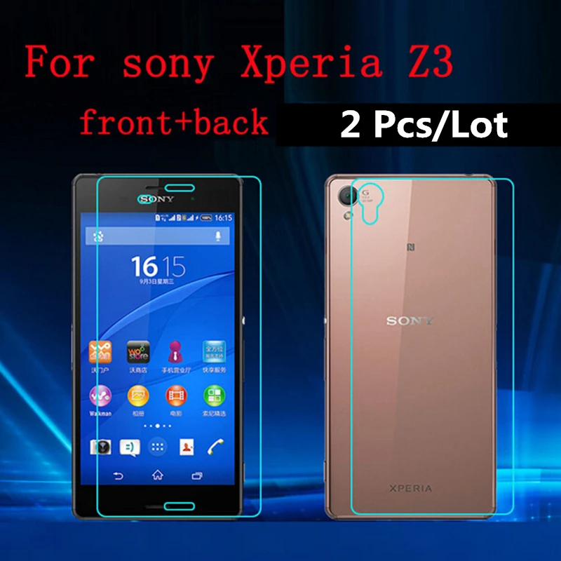 ( Front and Back ) Premium For Sony Xperia Z3 Tempered Glass Screen Protector L55 D6653 D6603 Guard Protective Film 5.2 inches | Мобильные