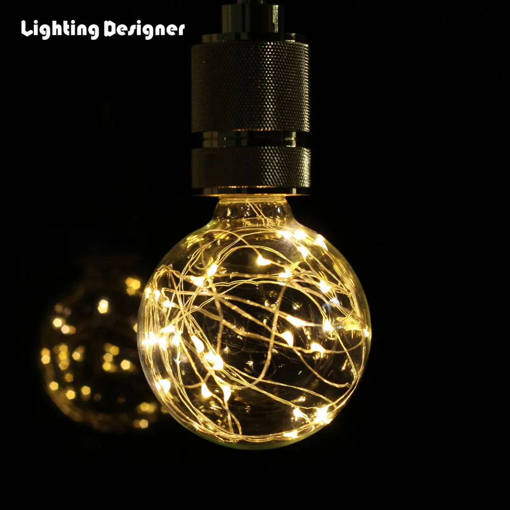 

Led Bulbs Edison Bulb RGB flash Copper Wire Light Bulb Globe 220V/240V E27 3W Decorative Light Bulb Warm White G95