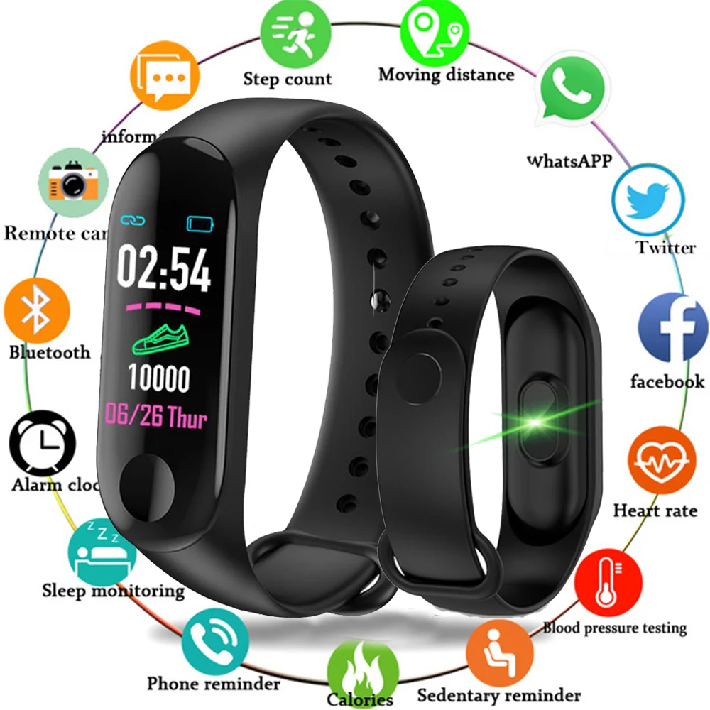 

M3plus Smart Wristband Smart Bracelet with Replacement Straps Smart Band Heart Rate Activity Fitness Tracker Smart Watch M3 Pro