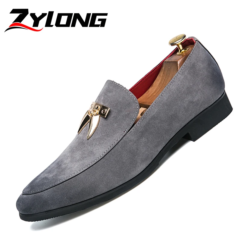 

Luxury Elegant Men's Shoes Unique Design Mens Velvet Loafers Italian Office Shoes Men Formal Shoes Grey Black