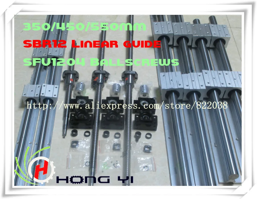 

2 X SBR12 Linear Guides L = 320/420/520MM & 3pcs BALL SCREW sfu1204 - 350/450/550MM & 3pcs BK10 BF10 & 3pcs Couplers 6.35 * 8