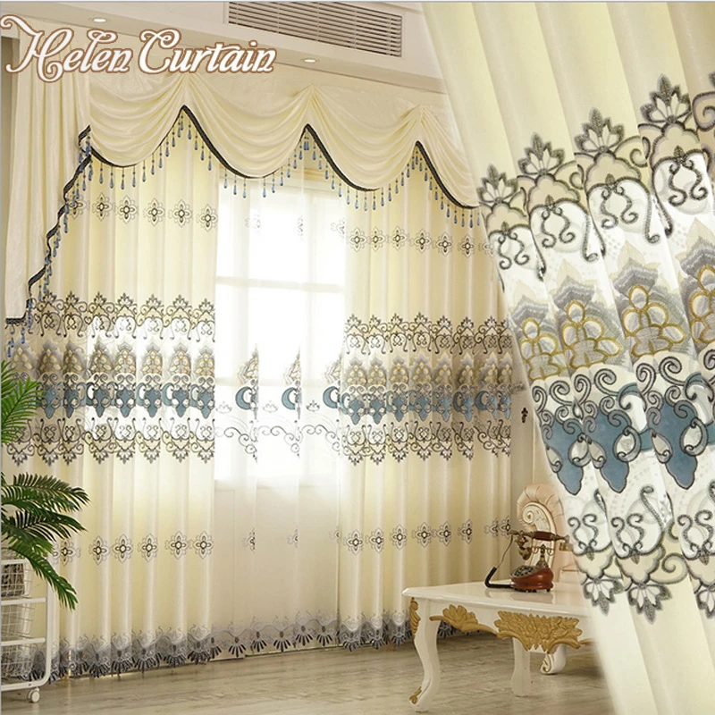Helen Curtain New Arrive Embroidered Set Curtains Luxury European