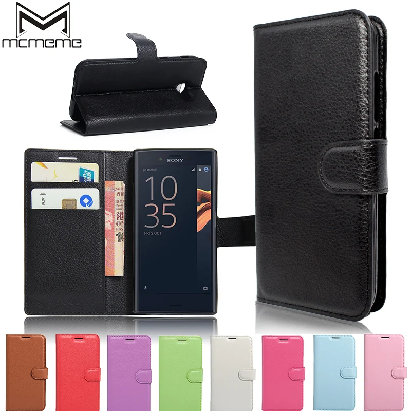 

MCMEME Luxury PU Leather Flip Wallet Case Cover For Sony Xperia XA XA1 Ultra C6 XP X XZ XA1 Compact Mini with Card Slots Holder