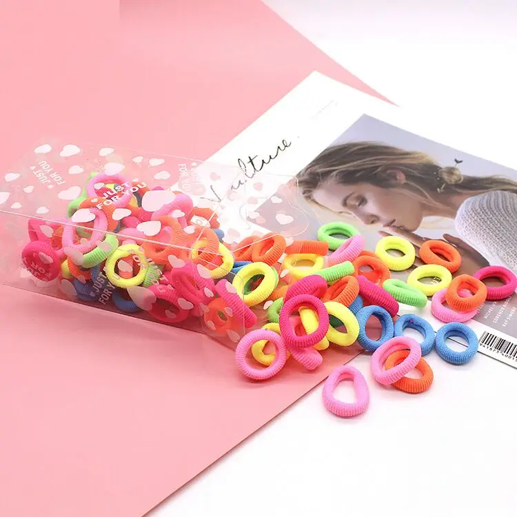 100PCS 3.0CM Children Cute Small Elastic Rubber Bands Tie Rings Ponytail Holder Kids Hair Band Headband Girls Hair Accessories - Color: 1