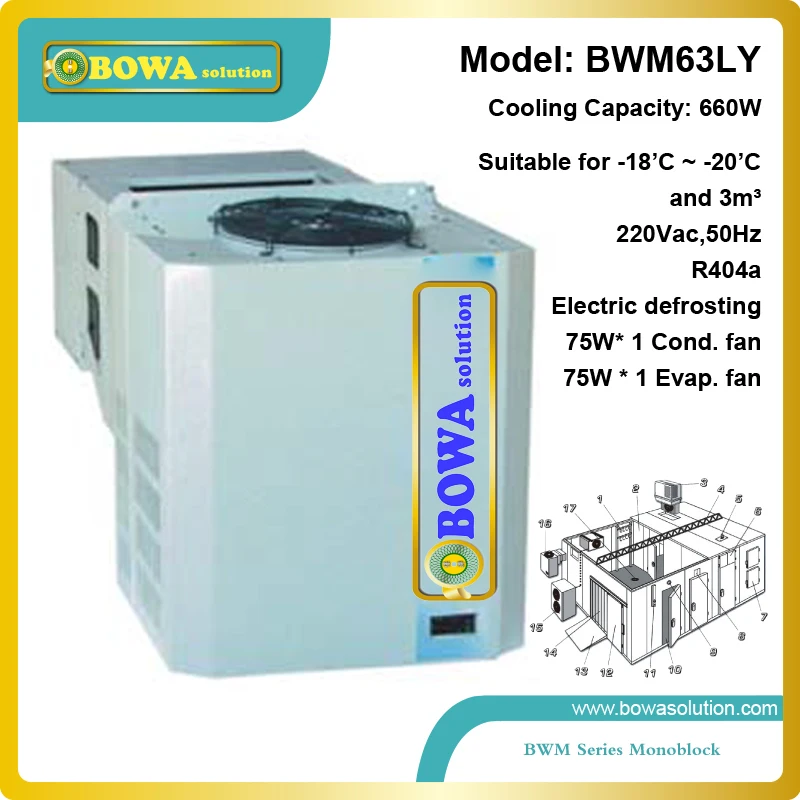 3M3 ruang freezer condensint unit dengan pendingin udara ruang dingin dan industri kimia dirakit bersama-sama cocok untuk ponsel
