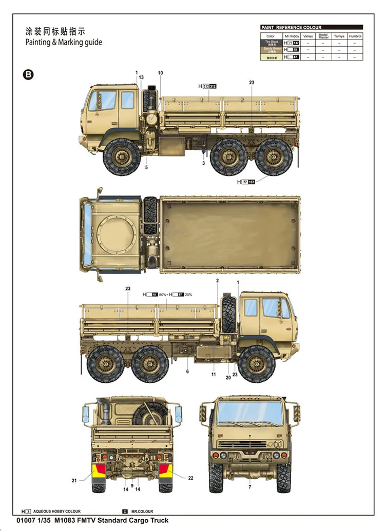 Военная Сборная модель бронированного автомобиля, 1:35 США M1083 Тактический транспорт Грузовик 01007