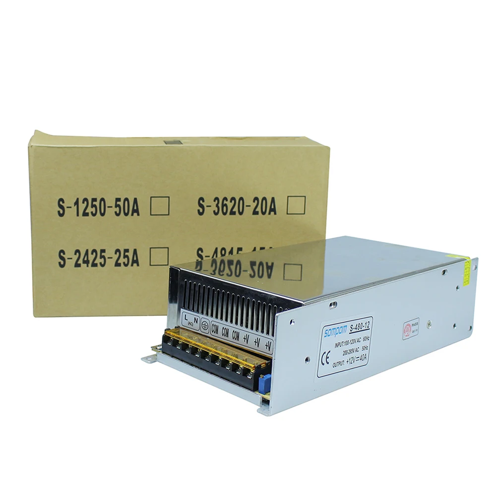 Затемнения LED Driver переключатель Питание AC 110 В/220 В к DC 12 40A 480 Вт Напряжение