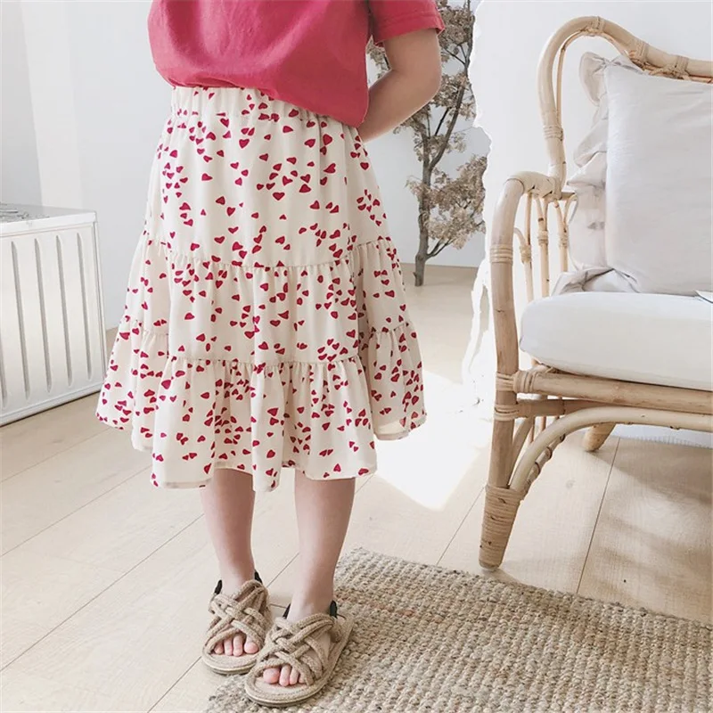 

Girls Floral All Match Skirt 2019 Summer New Toddler Children Clothing for 3-8 Years Baby Casual Aline Ruched Knee-length Skirts