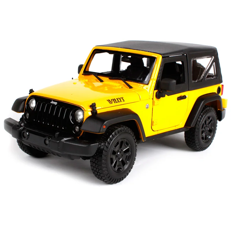 Maisto 1:18 2014 jeep wrangler willys желтая и красная машинка для литья под давлением большая
