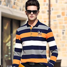 Высококачественная однотонная 3D вышитая рубашка поло Повседневная рубашка поло мужская рубашка поло с длинными рукавами новая полосатая Мужская поло 8808